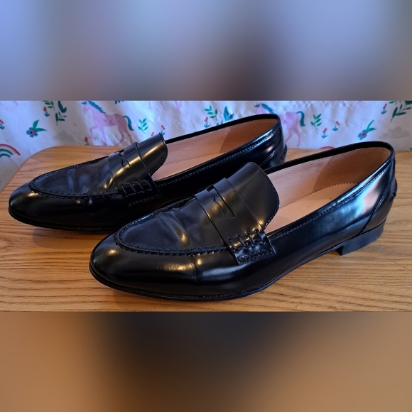 J. Crew Shoes - EUC J Crew Academy Black Patent Leather Casual Prep Penny Loafer Flat Shoe SZ 7